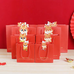Year's Dragon Red Paper Bag Cartoon Tote Bag