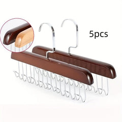 5pcs Wooden Sling Eight Hooks Hanger Wood Space-saving Clothes Rack