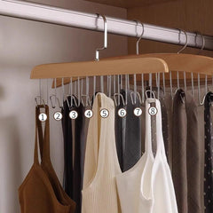 5pcs Wooden Sling Eight Hooks Hanger Wood Space-saving Clothes Rack