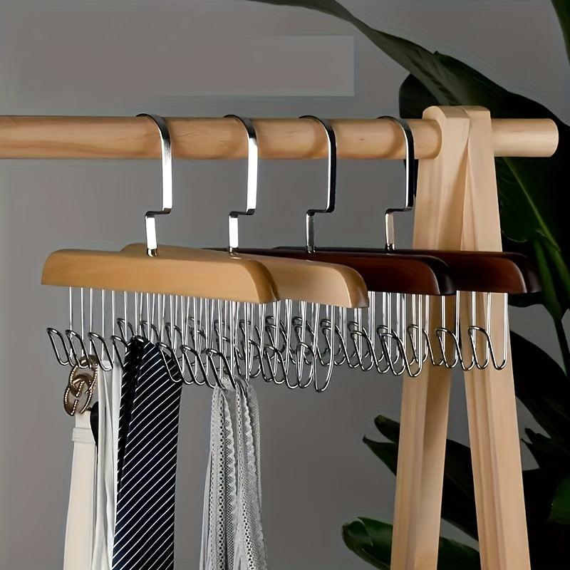 5pcs Wooden Sling Eight Hooks Hanger Wood Space-saving Clothes Rack