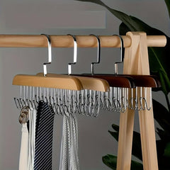 5pcs Wooden Sling Eight Hooks Hanger Wood Space-saving Clothes Rack