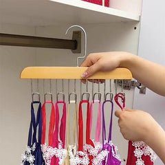 5pcs Wooden Sling Eight Hooks Hanger Wood Space-saving Clothes Rack