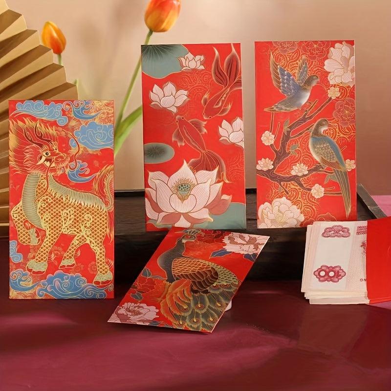 6pcs Lucky Money Red Envelopes Happy Chinese New Year Decorative Red Enve