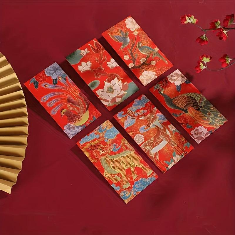6pcs Lucky Money Red Envelopes Happy Chinese New Year Decorative Red Enve
