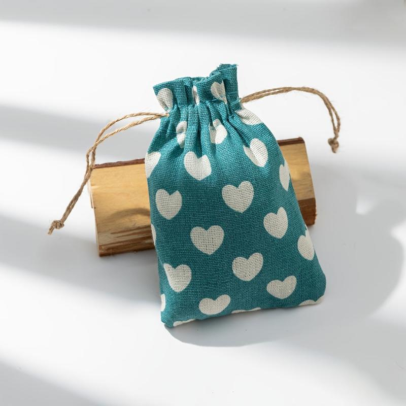 2pcs Linen Drawstring Pocket Gift Jewelry Bag Wedding Party Packaging Bag