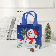 10pcs Christmas Cartoon Gift Bag Non woven Take out Bag Shopping Mall