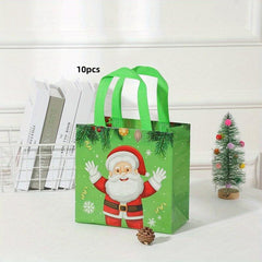 10pcs Christmas Cartoon Gift Bag Non woven Take out Bag Shopping Mall