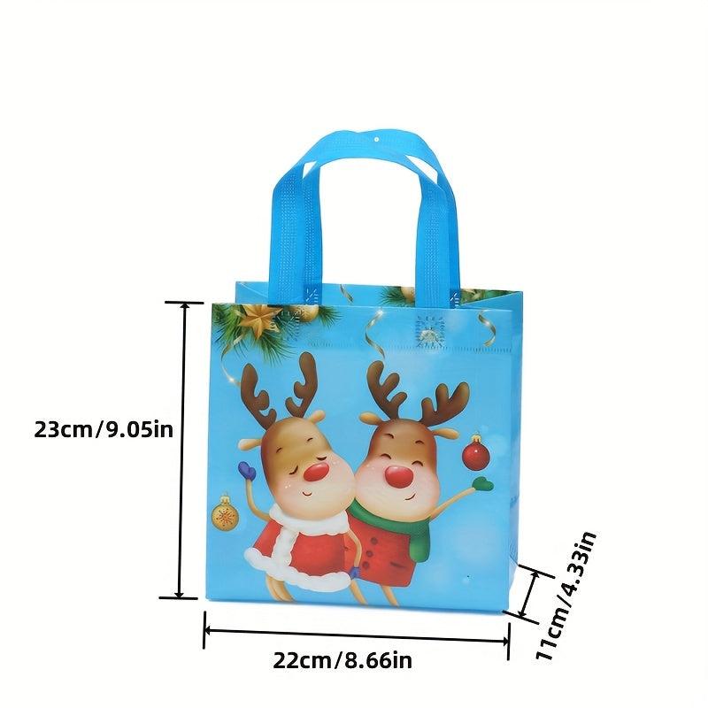 10pcs Christmas Cartoon Gift Bag Non woven Take out Bag Shopping Mall
