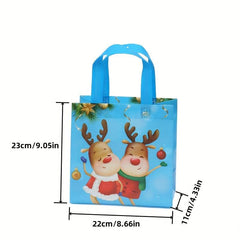 10pcs Christmas Cartoon Gift Bag Non woven Take out Bag Shopping Mall