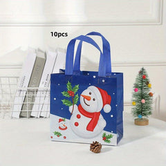 10pcs Christmas Cartoon Gift Bag Non woven Take out Bag Shopping Mall