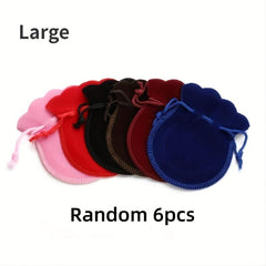 6pcs Jewelry Gift Drawstring Calabash Pouch Random Mixing