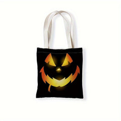 Double Sided Printed Shopping Bag Skull Pumpkin Pattern Literary Cloth Bag