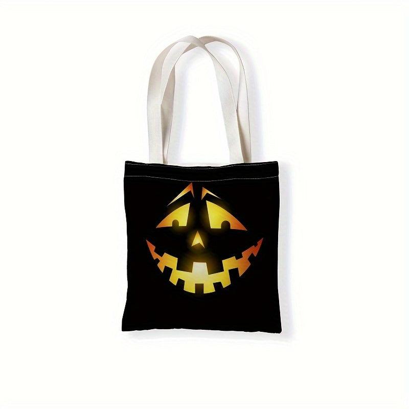 Double Sided Printed Shopping Bag Skull Pumpkin Pattern Literary Cloth Bag