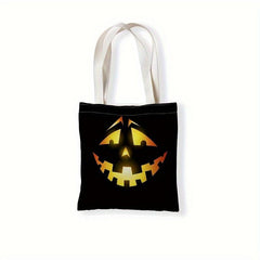 Double Sided Printed Shopping Bag Skull Pumpkin Pattern Literary Cloth Bag