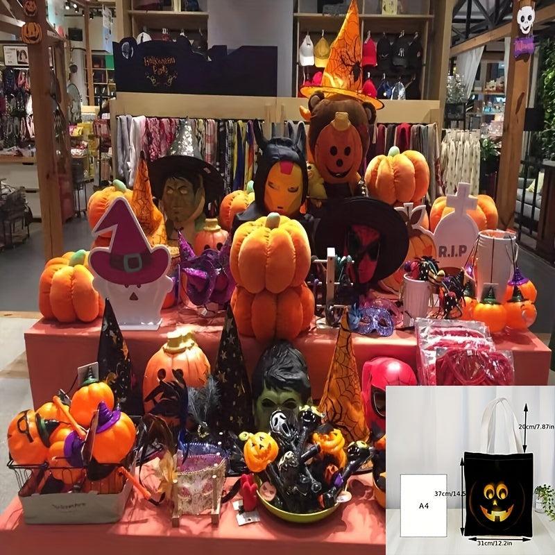 Double Sided Printed Shopping Bag Skull Pumpkin Pattern Literary Cloth Bag