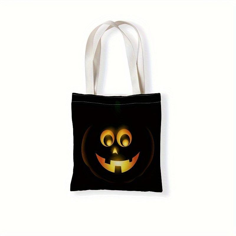 Double Sided Printed Shopping Bag Skull Pumpkin Pattern Literary Cloth Bag