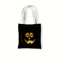 Double Sided Printed Shopping Bag Skull Pumpkin Pattern Literary Cloth Bag