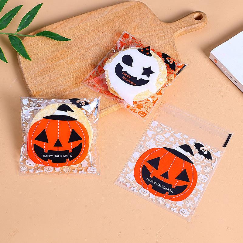 100pcs Halloween Ghost Pumpkin Self Adhesive Bag Soap Packaging Bag