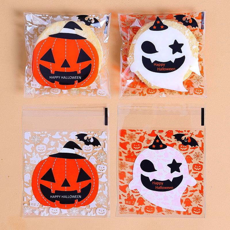 100pcs Halloween Ghost Pumpkin Self Adhesive Bag Soap Packaging Bag