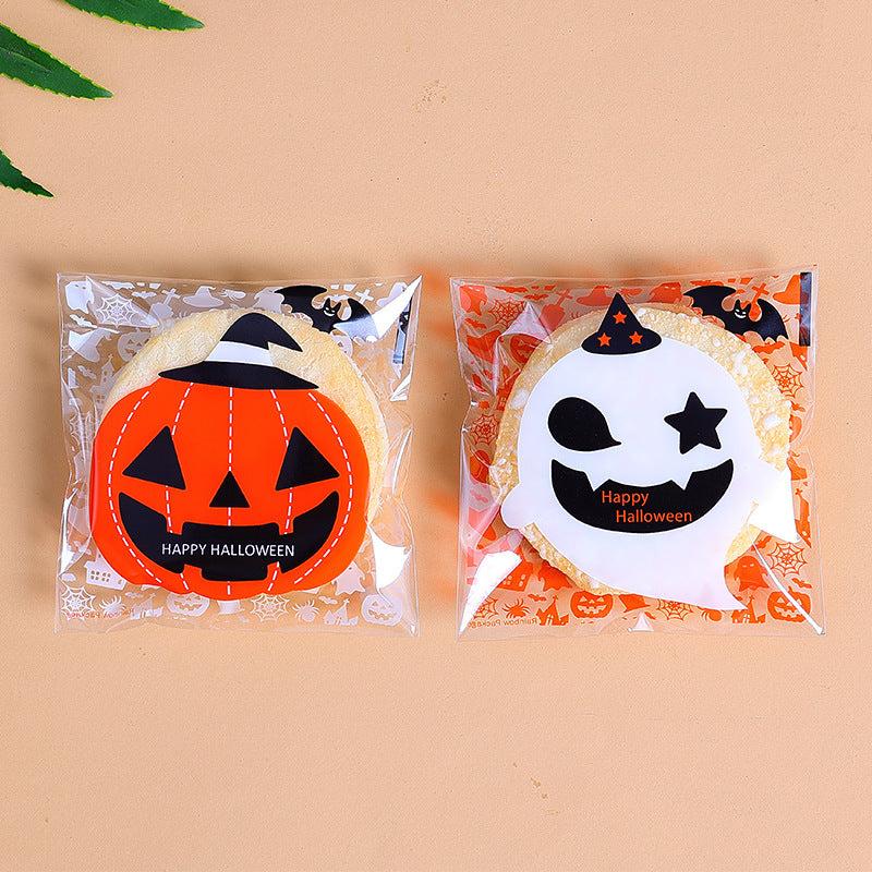 100pcs Halloween Ghost Pumpkin Self Adhesive Bag Soap Packaging Bag