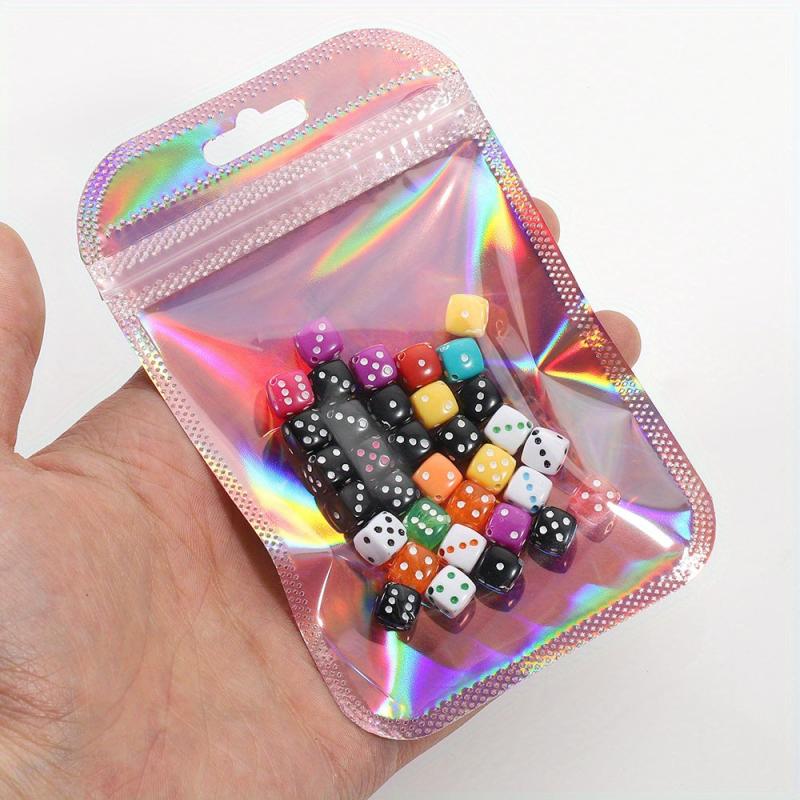 50pcs Laser Iridescent Zip Lock Bags Self Sealing OPP Pouches Jewelry Gift Bags