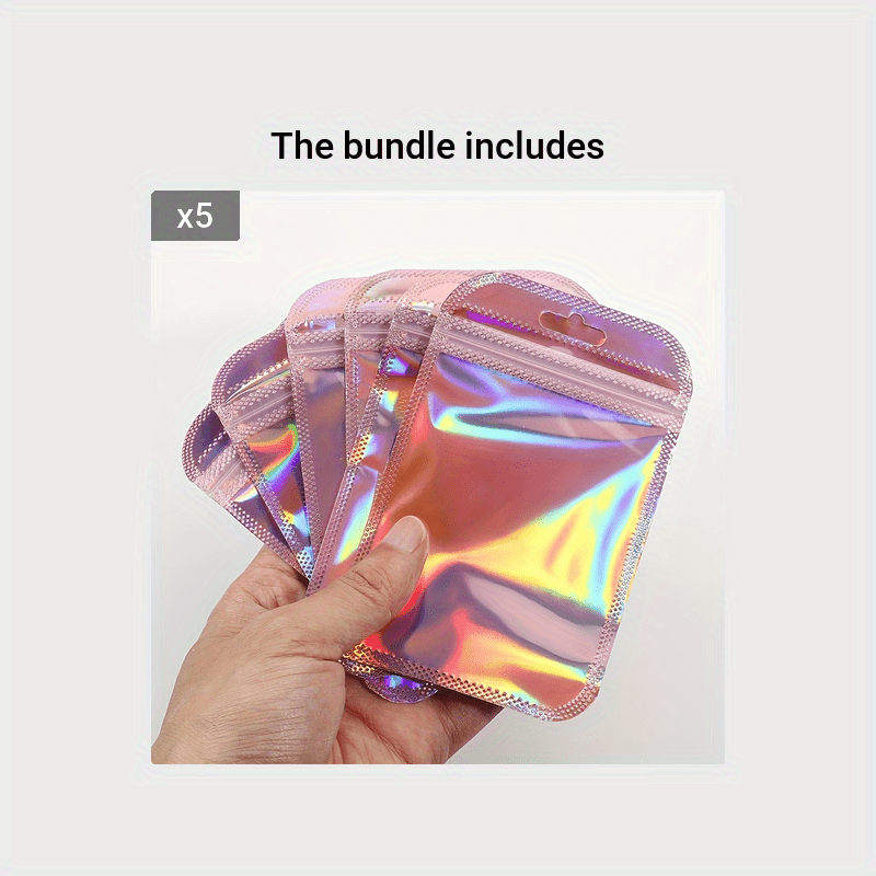 50pcs Laser Iridescent Zip Lock Bags Self Sealing OPP Pouches Jewelry Gift Bags