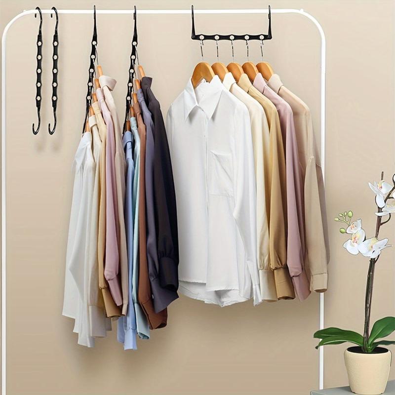 Space Saving Multifunctional Magic Hook Hanger 5 Holes Plastic Hanger