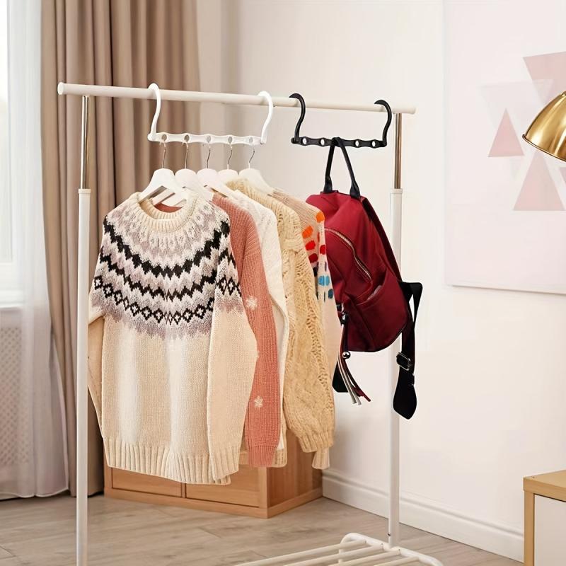 Space Saving Multifunctional Magic Hook Hanger 5 Holes Plastic Hanger