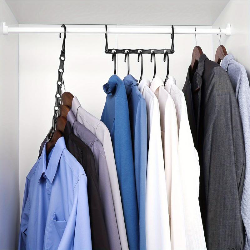Space Saving Multifunctional Magic Hook Hanger 5 Holes Plastic Hanger