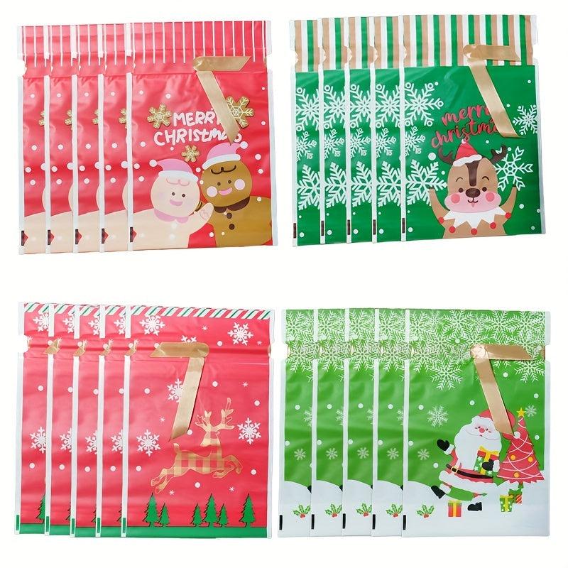 20pcs Christmas Gift Bags With Ribbon Drawstring, Perfect For Candy Fruit