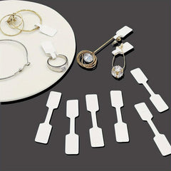 100pcs Jewelry Tags Stickers Self-Adhesive Blank Identification Ring Tags