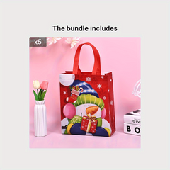 Christmas Old Man Snowman Elk Non-woven Fabric Gift Bag Tote Bag