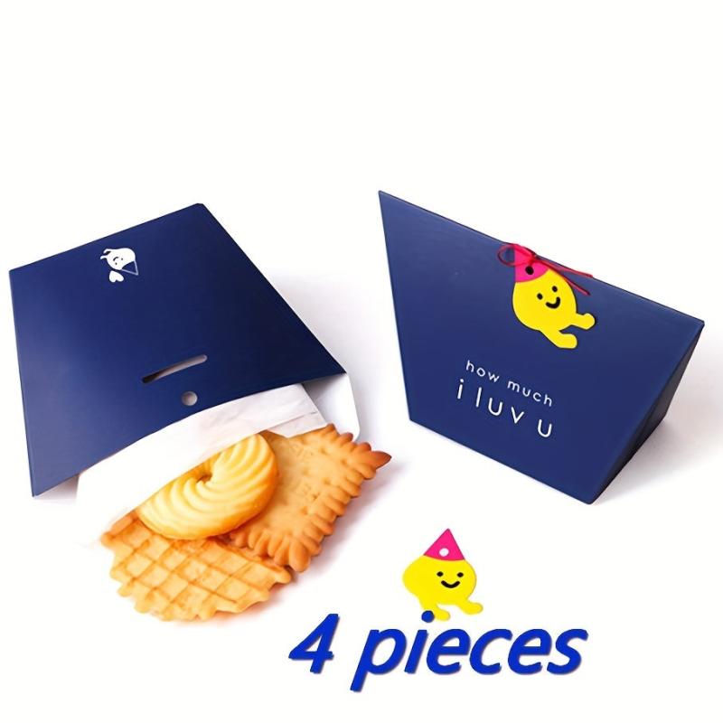 4pcs Bakery Cookies Gift Bag Snack Egg Tart Packaging Handbag Box