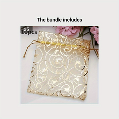 10pcs Organza Drawstring Bags for Jewelry and Cosmetics