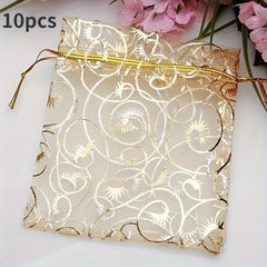 10pcs Organza Drawstring Bags for Jewelry and Cosmetics