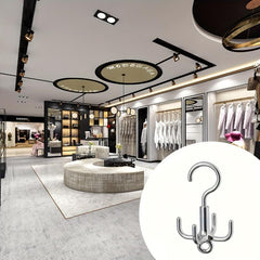 Multifunctional Rotating Clothes Hook Punch 4 Claw Rotation Coat Hanger