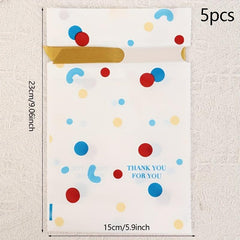5pcs Polka Dot Thank You Drawstring Packaging Bag