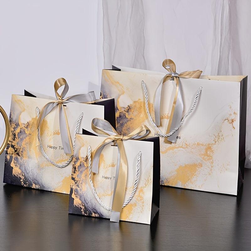 Marble Pattern Gift Bag Tote Bag With Ribbon Packaging Bag Shopping Mall