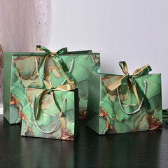 Marble Pattern Gift Bag Tote Bag With Ribbon Packaging Bag Shopping Mall