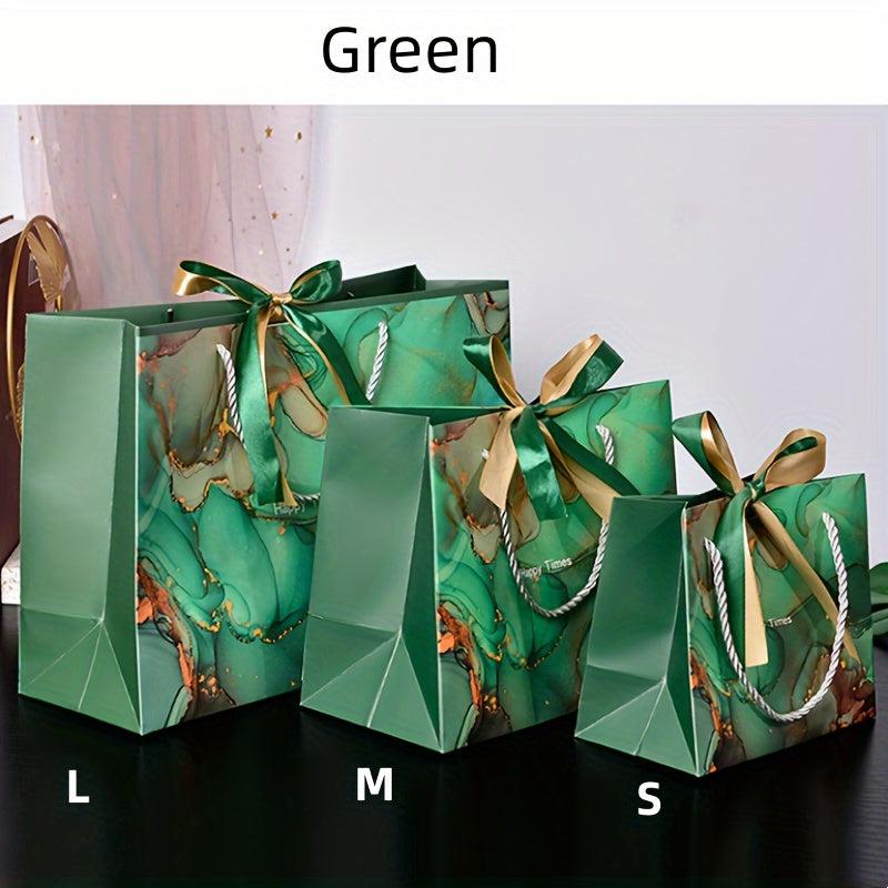Marble Pattern Gift Bag Tote Bag With Ribbon Packaging Bag Shopping Mall