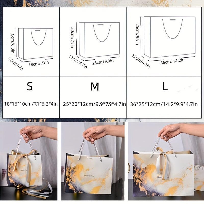 Marble Pattern Gift Bag Tote Bag With Ribbon Packaging Bag Shopping Mall