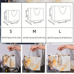 Marble Pattern Gift Bag Tote Bag With Ribbon Packaging Bag Shopping Mall