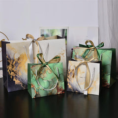 Marble Pattern Gift Bag Tote Bag With Ribbon Packaging Bag Shopping Mall