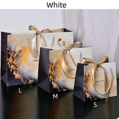 Marble Pattern Gift Bag Tote Bag With Ribbon Packaging Bag Shopping Mall