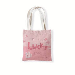 Letter Print Handbag Casual Travel Goods Bag Reusable Shopping Bag