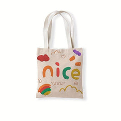 Letter Print Handbag Casual Travel Goods Bag Reusable Shopping Bag