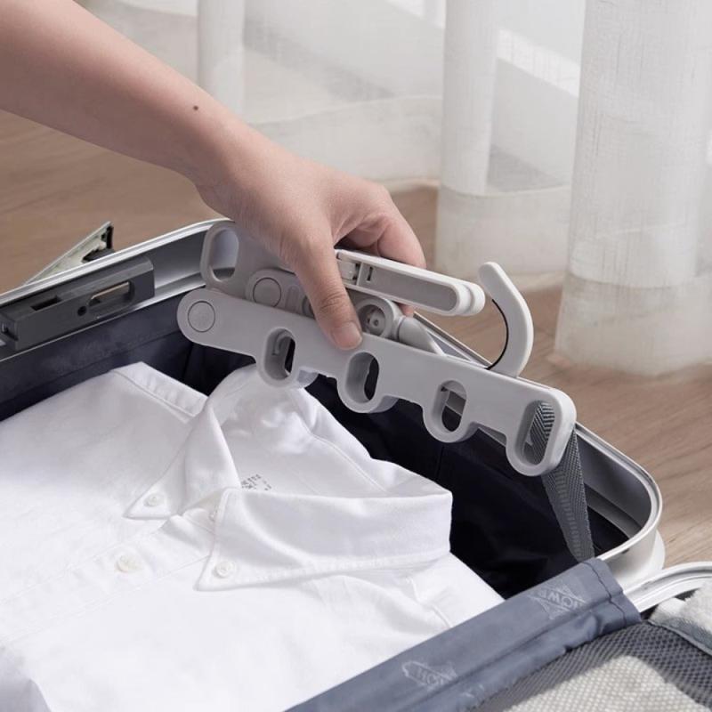 Foldable Travel Hanger Rack 5 Holes Sturdy Plastic Hanger