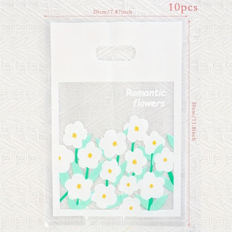 10pcs Small Fresh Tulip Gypsophila Dessert Tote Bag Packing Bag