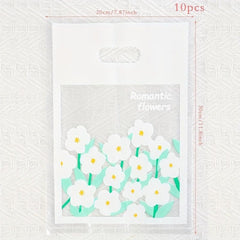 10pcs Small Fresh Tulip Gypsophila Dessert Tote Bag Packing Bag
