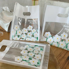 10pcs Small Fresh Tulip Gypsophila Dessert Tote Bag Packing Bag